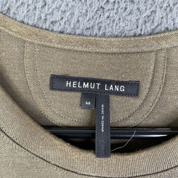 Helmut Lang Shirt Mens Medium Beige Oversized Short Sleeve Sweatshirt Pocket Tee - Picture 9 of 14